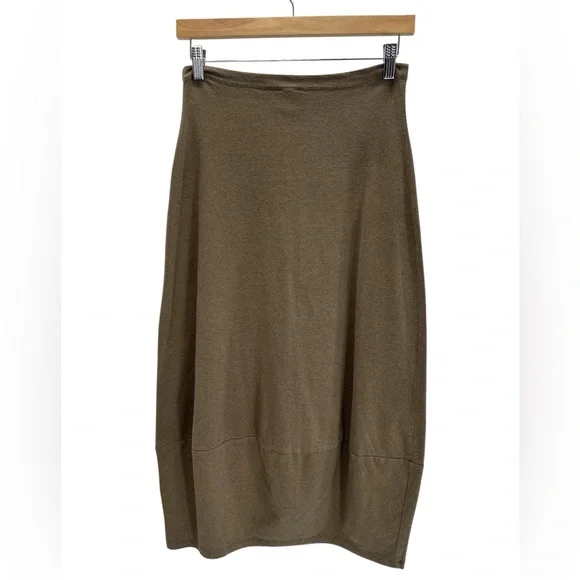 Lilith Brown Cocoon Midi Skirt Lagenlook European Minimalist Art to Wear S - Picture 2 of 7